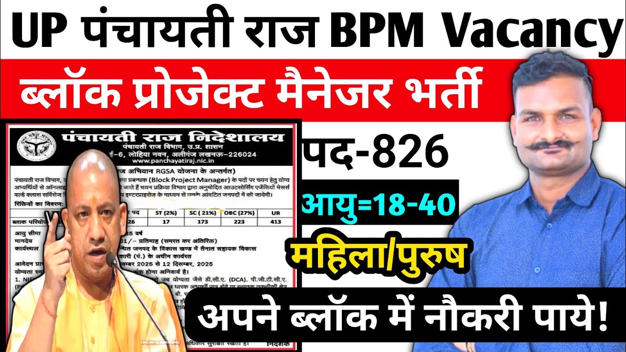 🔥 Up पंचायती राज विभाग भर्ती | UP Panchayati Raj Vibhag BPM recruitment 2025 Apply now ✅️