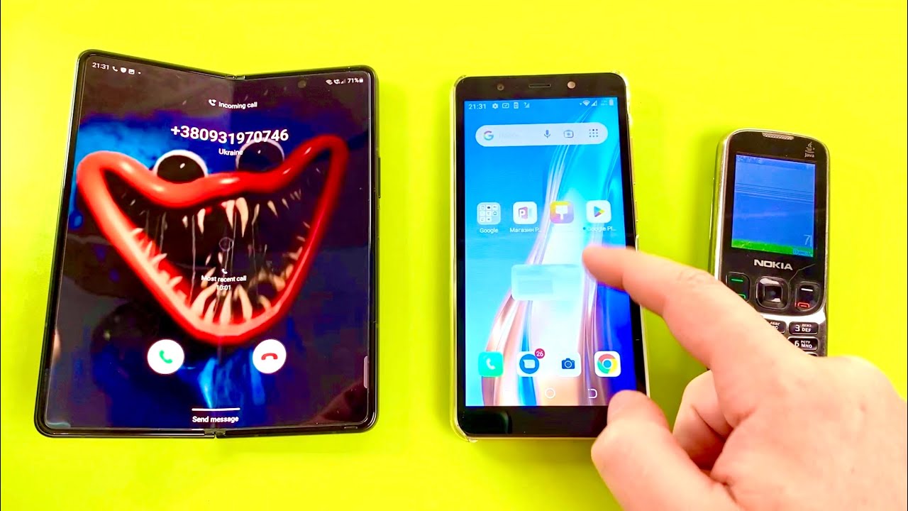 Samsung Z FOLD 3 vs NOKIA vs Tecno POP3 incoming call & Outgoing call