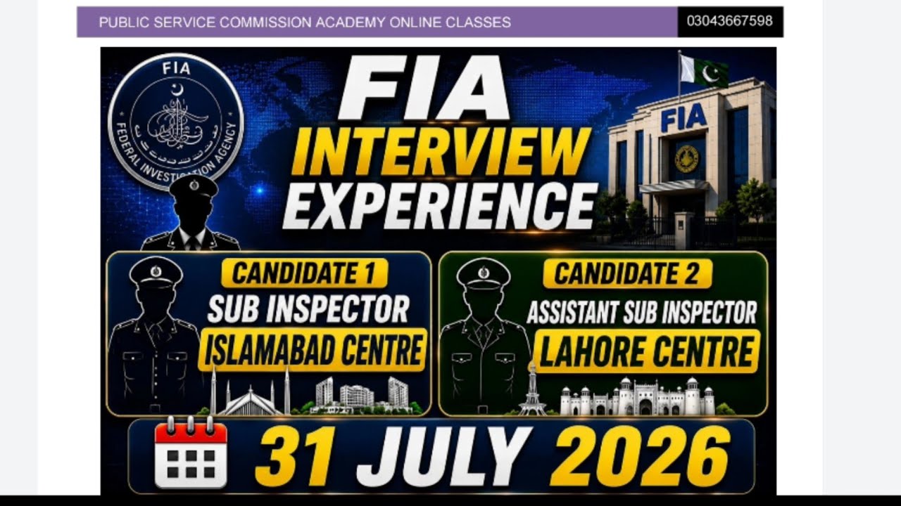 FIA Interview Experience 31 July Today Sub Inspector ASI Interview Questions Asked in FIA Interview 