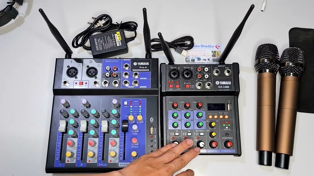 So Sánh Mixer Yamaha G4 usb với Pro-4 KÈM MIC KHÔNG DÂY