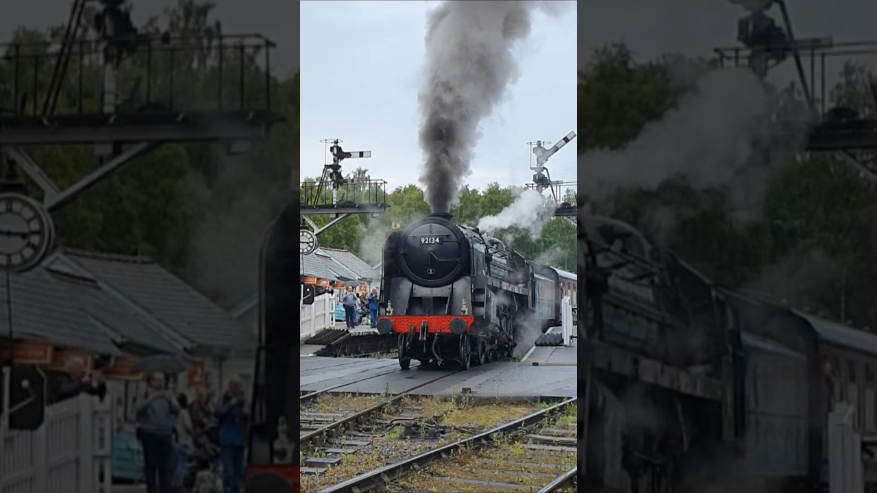 BR Standard Class 9F Number 92134 With a wheel slip start on the North Yorkshire Moors Railway