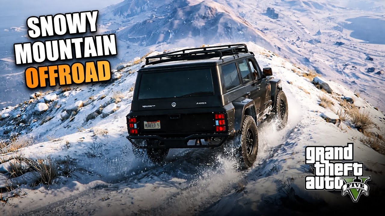 Extreme Snowy Mountain Off Road Climb on 4x4 Jeep GTA5