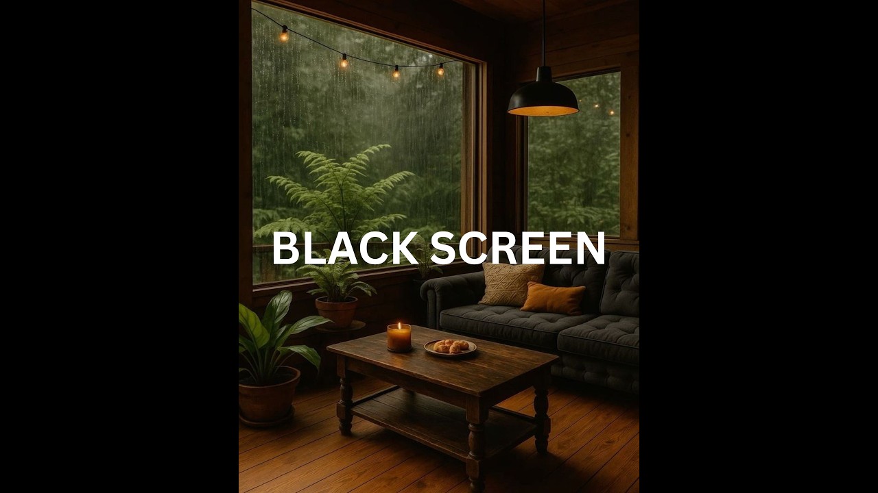 Sounds of a calming rainy day (Dark Screen Ambience) - Nature Sounds for sleeping and relaxing