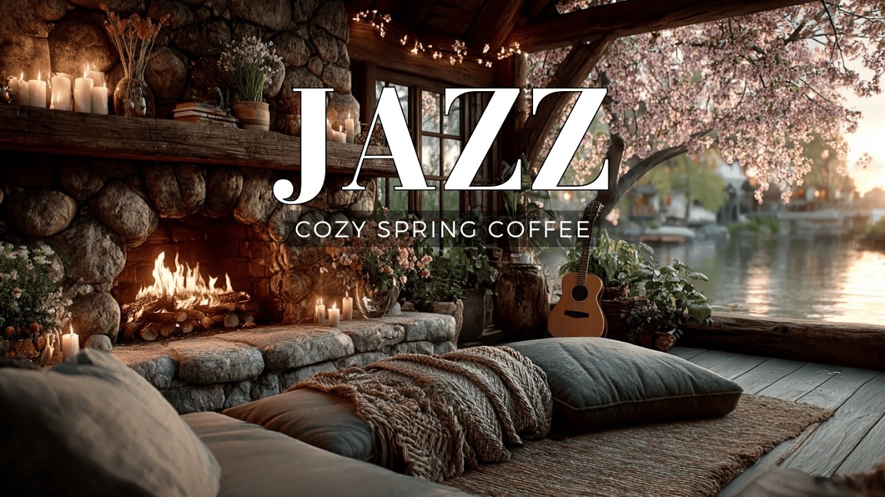 Уютная весенняя атмосфера кофейни ~ Расслабляющая джазовая музыка для учебы и концентрации