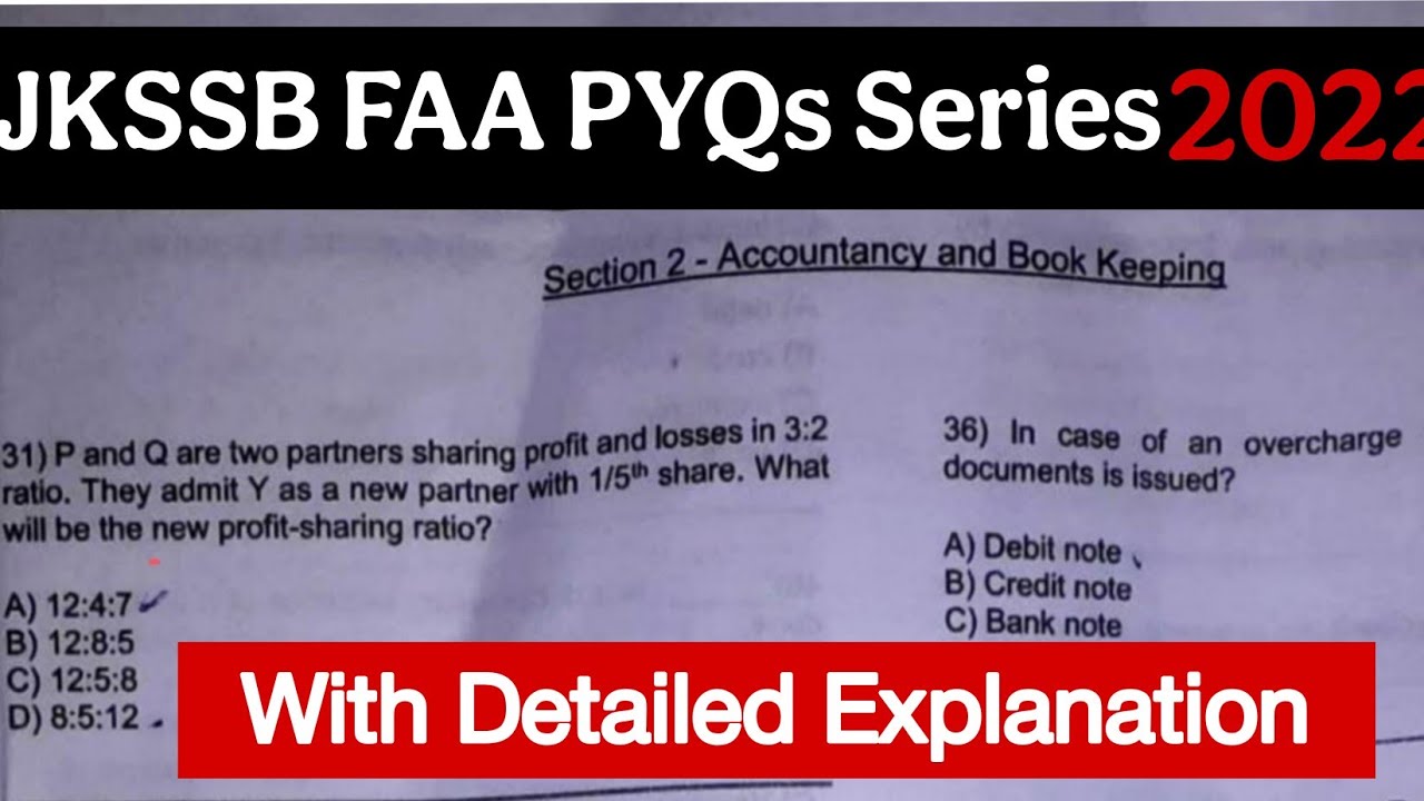 JKSSB FAA PYQs Discussion | FAA Test Series | Test for Accountancy & Bookkeeping | FAA PYQs Series