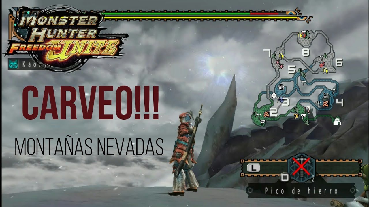 TODOS los puntos de CARVEO!!!/Montañas Nevadas - Monster Hunter Freedom Unite