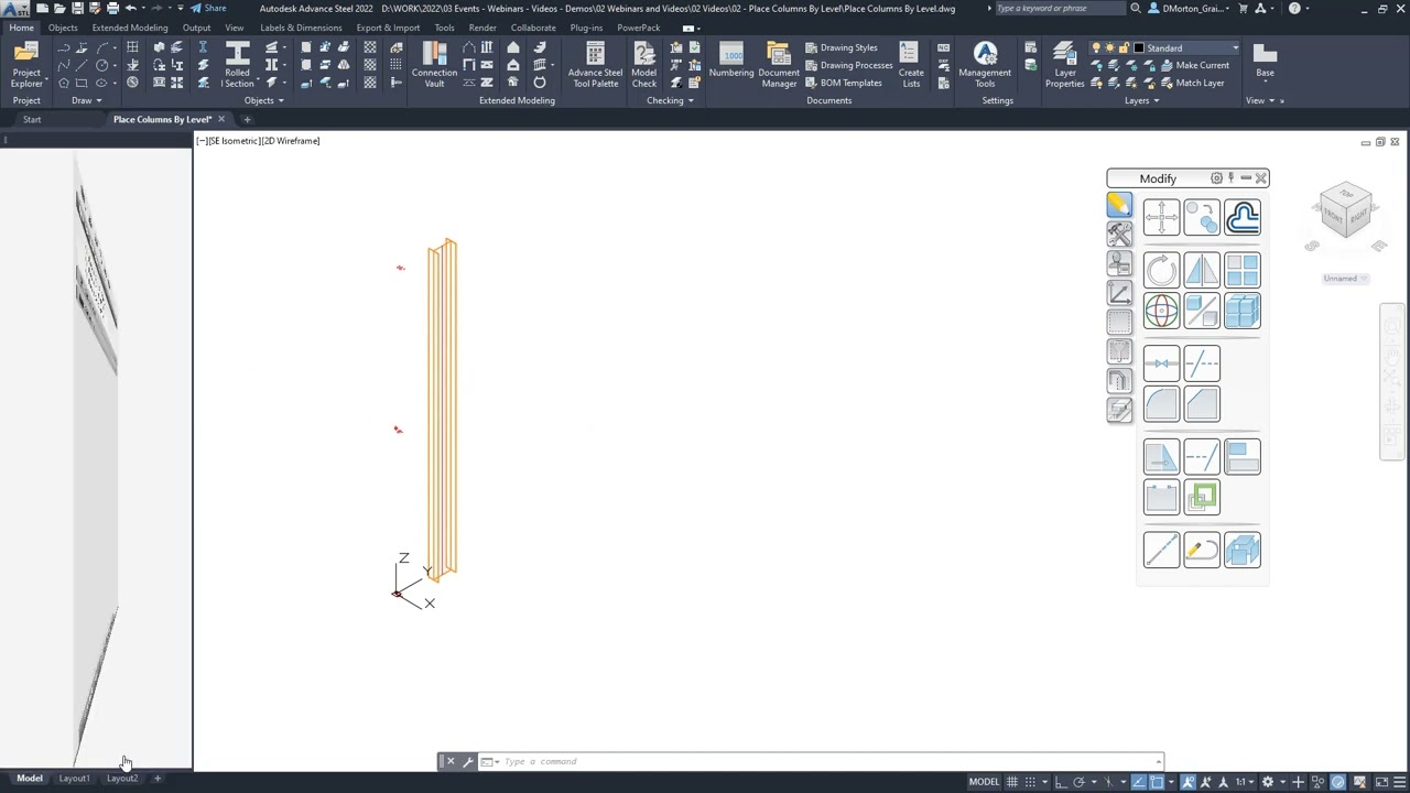 How to Place Columns by Level in Advance Steel