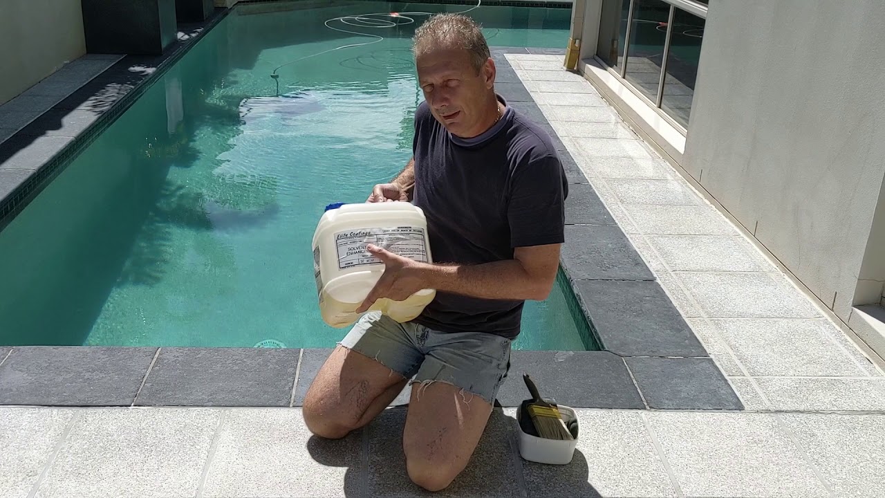 Pool coping tiles renovation and sealing stone