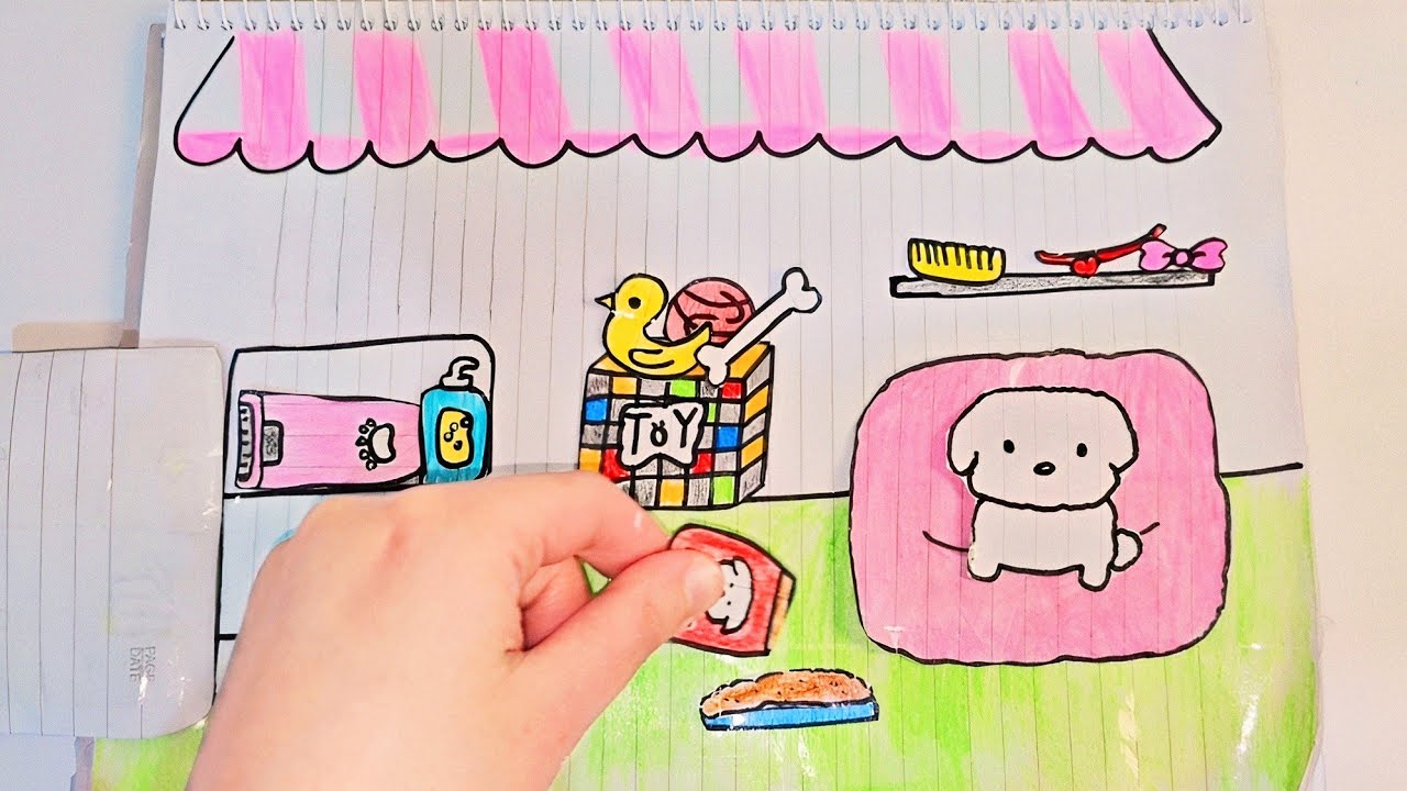 🍥Paper DIY🍥 Puppy care 🐶🐾 Dog paper doll | tutorial 강아지 키우기 종이놀이