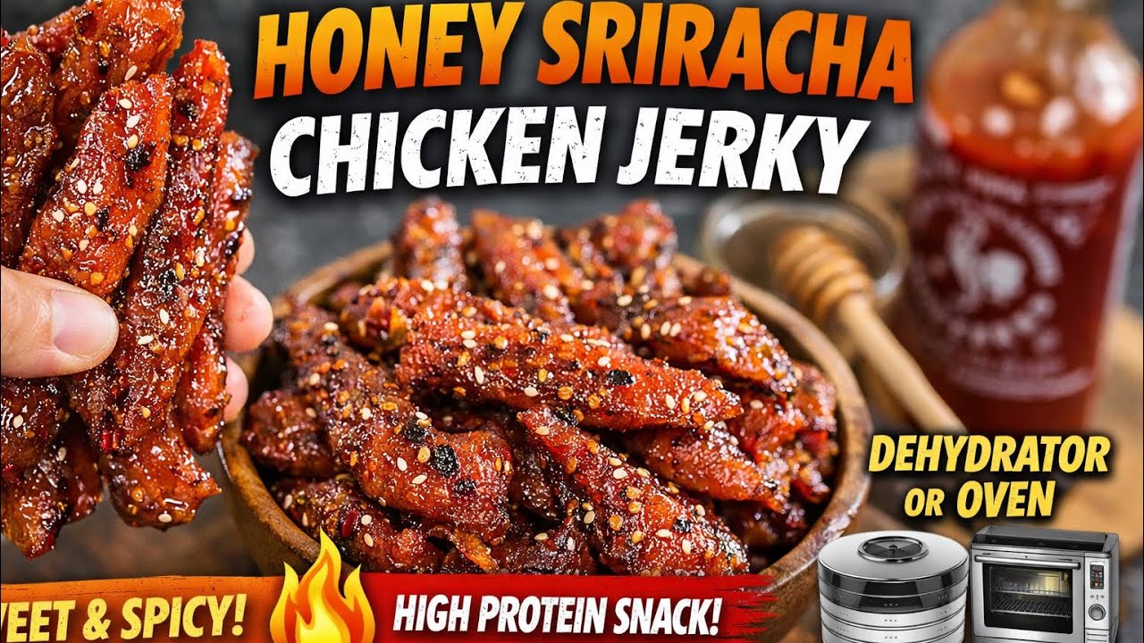 Honey Sriracha Fire Chicken Jerky 🔥 Easy Homemade Protein Snack