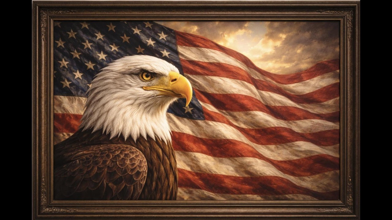 Framed Art for TV | American Pride 🇺🇸 (4K Patriotic Eagle & Flag Decor Display)
