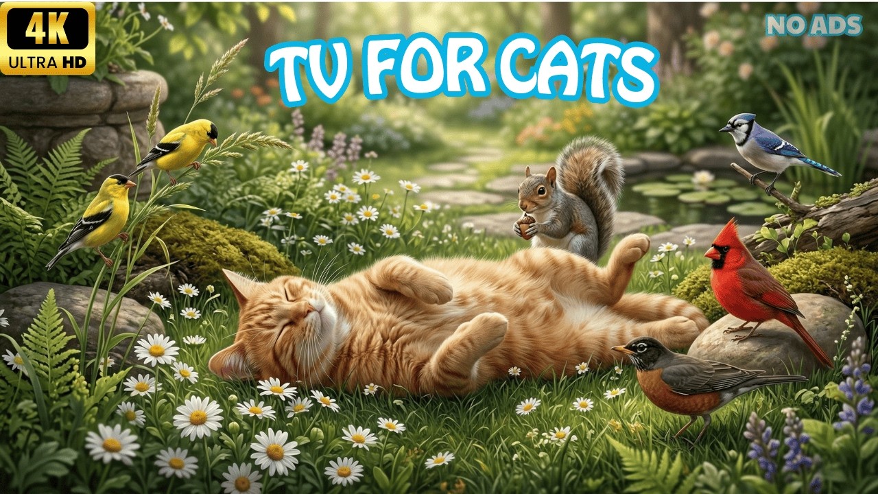 [NO ADS] Relaxing Cat TV 🐦 Calm Nature Birds Cats Watch for Hours | 4K UHD