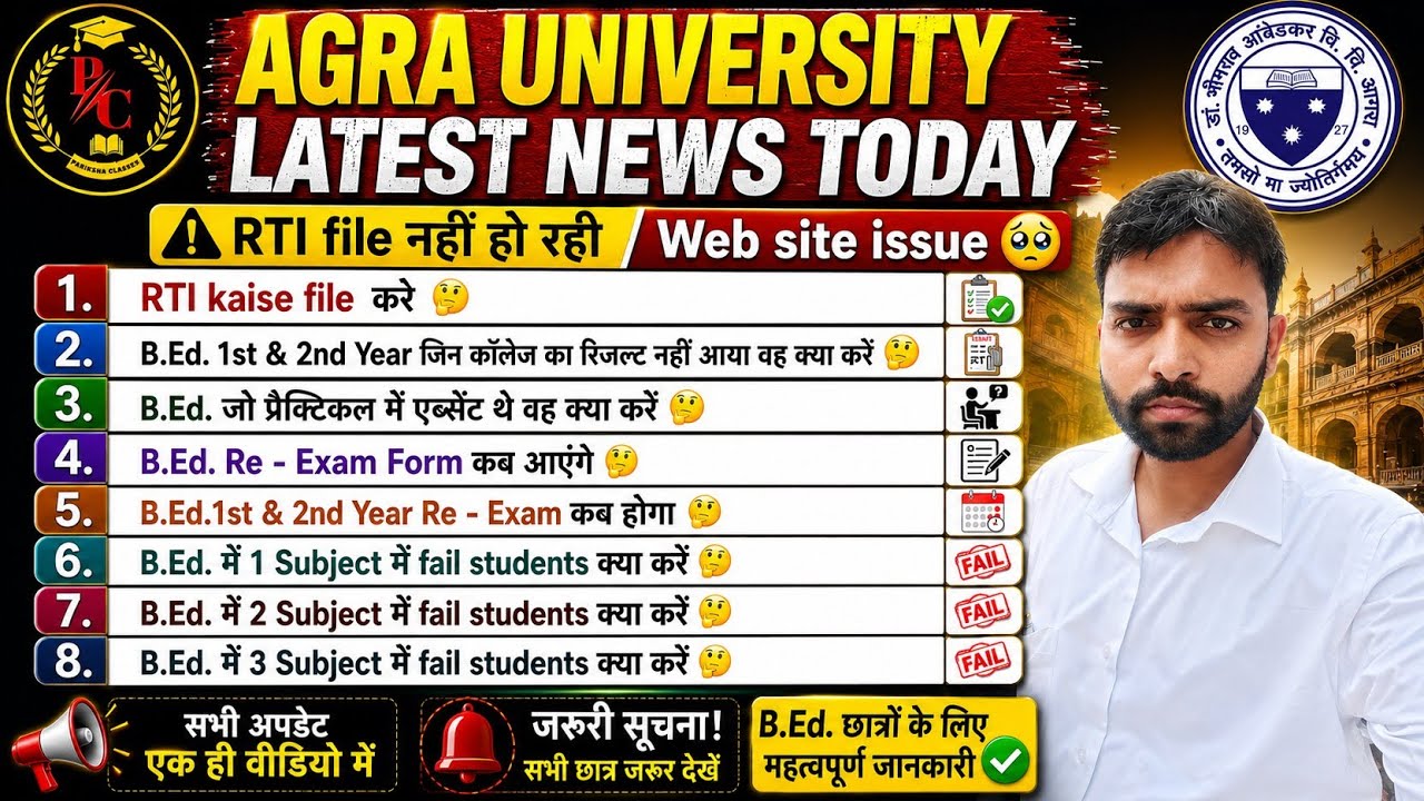 Agra University Latest News Today || Dbrau latest news today | agra university bed 1st  result 2026