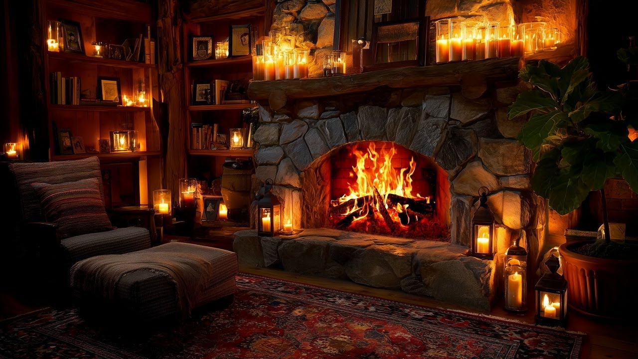 Quiet Fireplace Ambience 4K 🔥 Burning Wood Sounds for Deep Rest