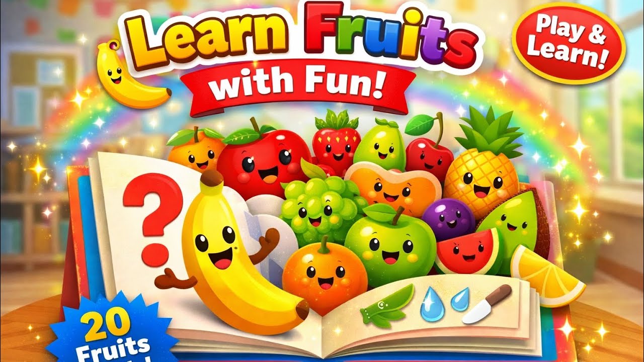 🍎 Learn Fruits with Fun! | Interactive Fruit Names, Colors & Textures for Kids 🍎 #LearnFruits