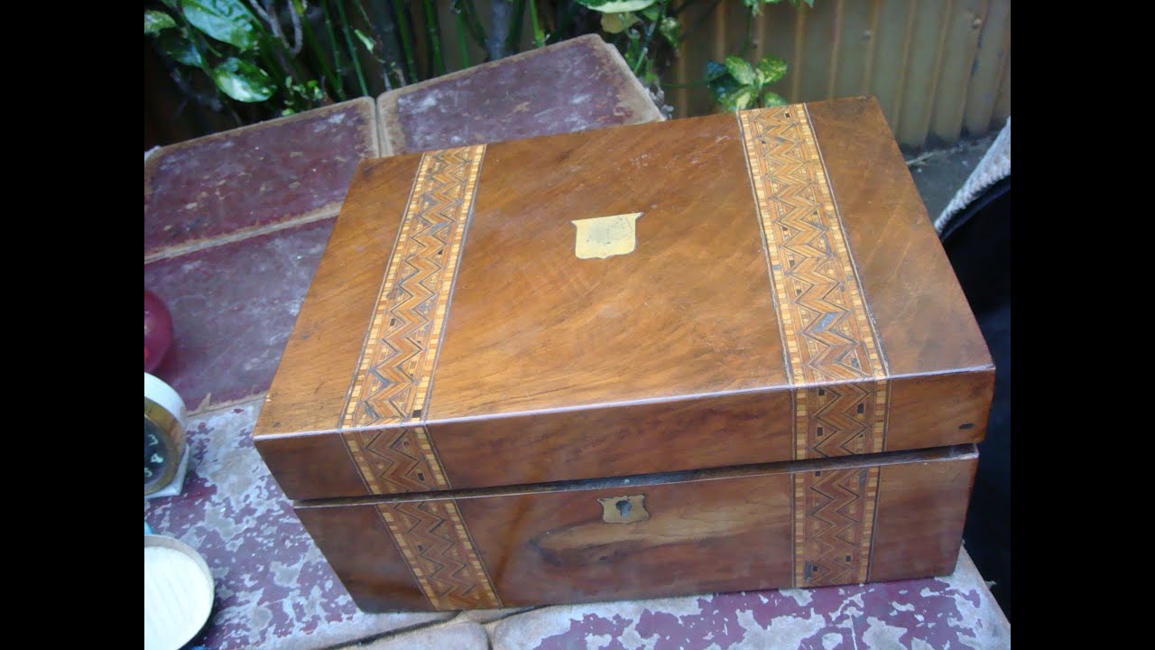 Old Vintage Antique  Slope Writing Box For Restoration Spare To Repair See Video