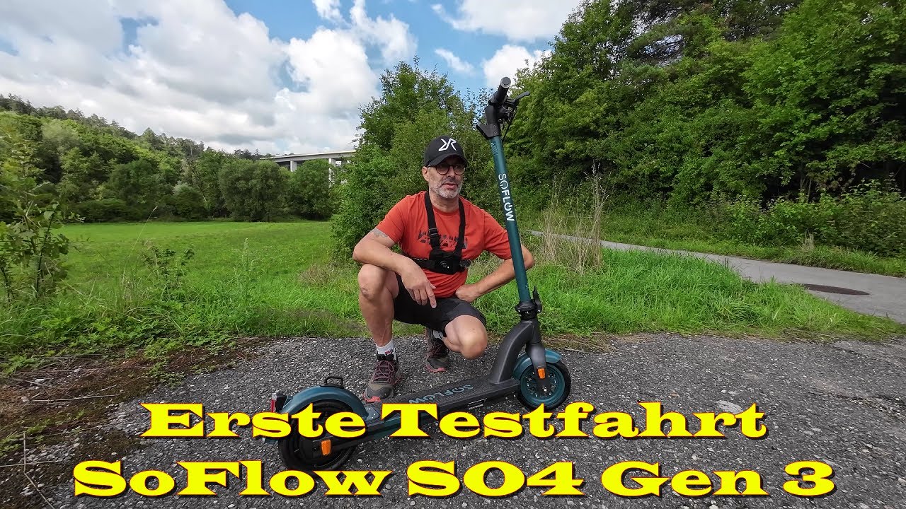 Erste Testfahrt mit dem SoFlow S04 Gen 3 E - Scooter mit Begleitfahrzeug