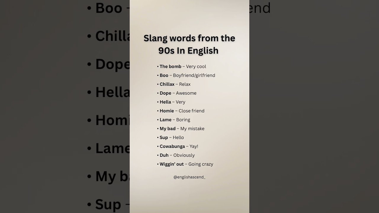 Slang words from the 90s in English | #english #slang #shorts #viral