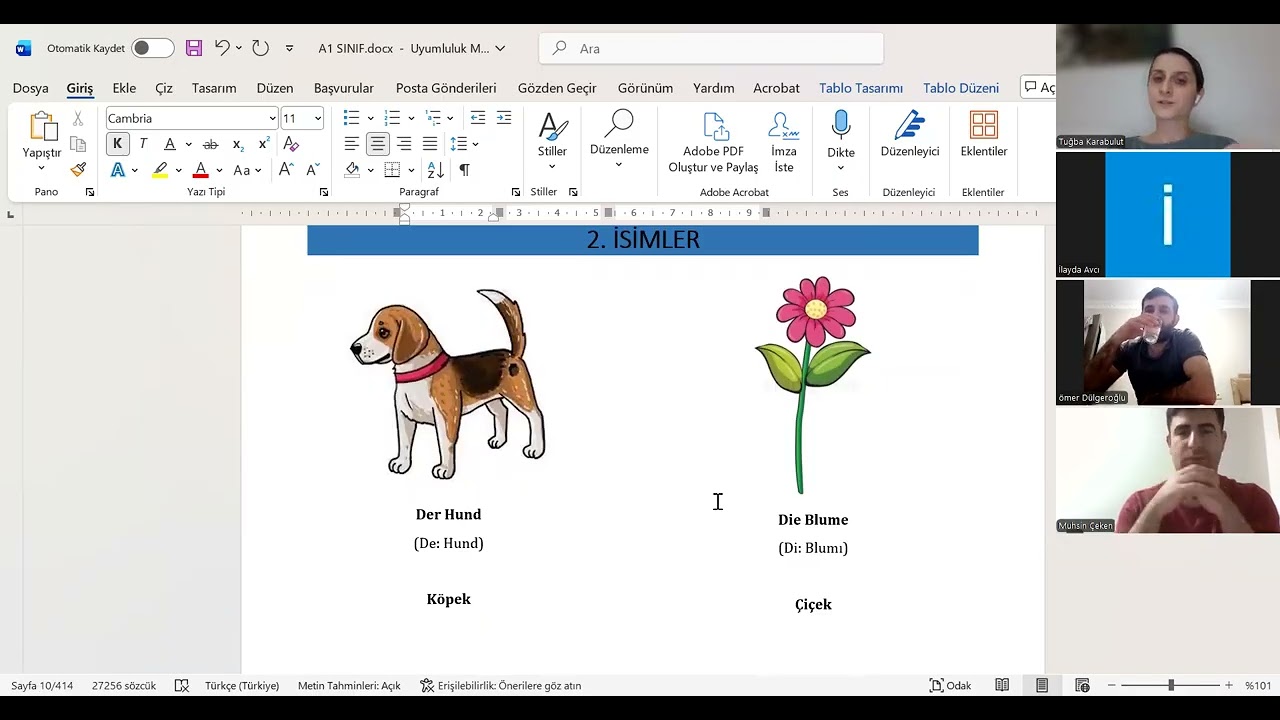 A1.1 Alfabe,İsimler,Basit soru ve cevap oluşturma