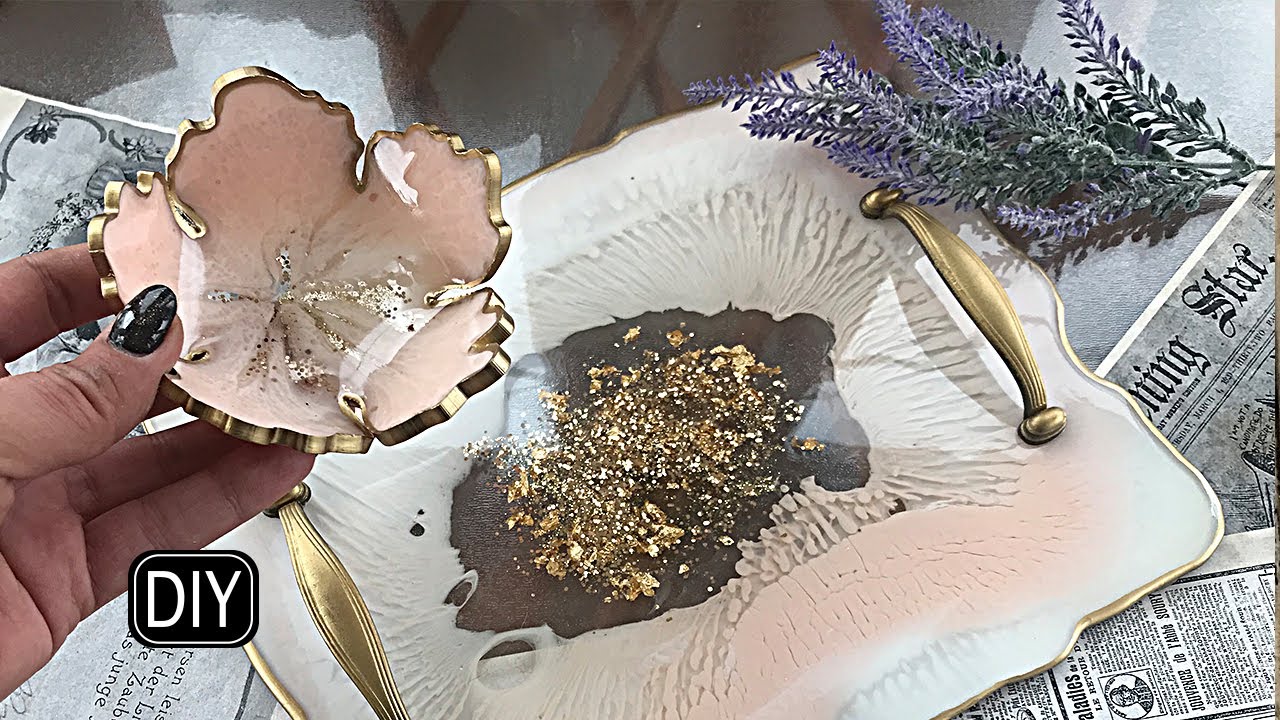 НЕЖНЫЙ ПОДНОС с эпоксидной смолой и декором.
