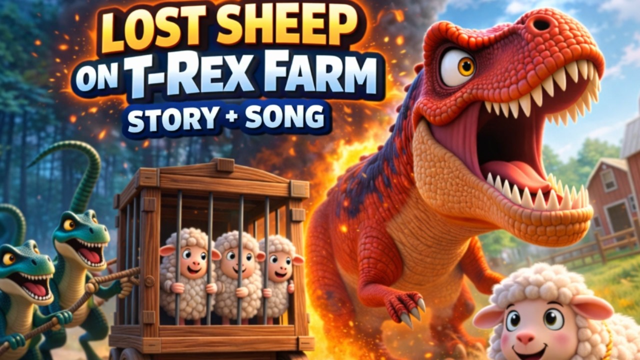 Velociraptor Stole the Sheep! |Dino Farm Sheep Rescue Story & Song | Nursery Rhyme|TongTongKids song