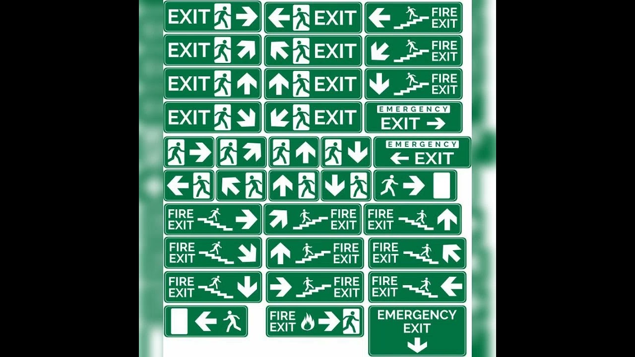 fire exit signs board