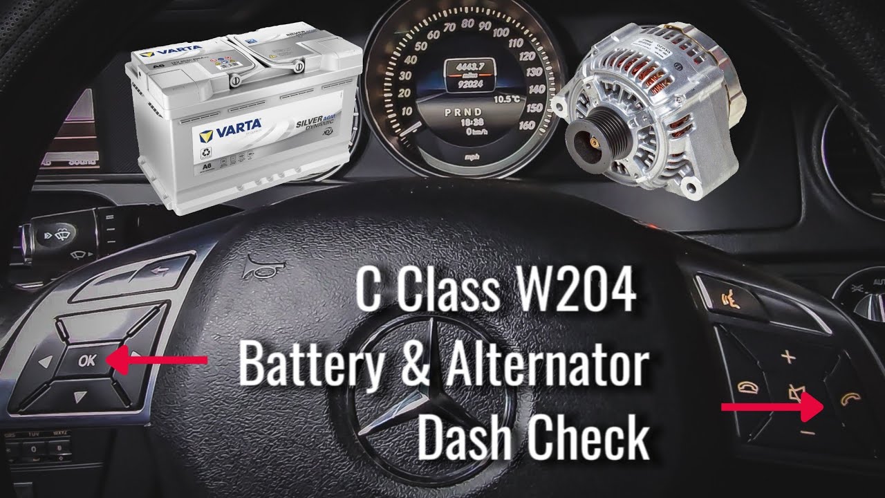 Проверка напряжения аккумулятора и генератора - секретное меню приборной панели Mercedes c class ...