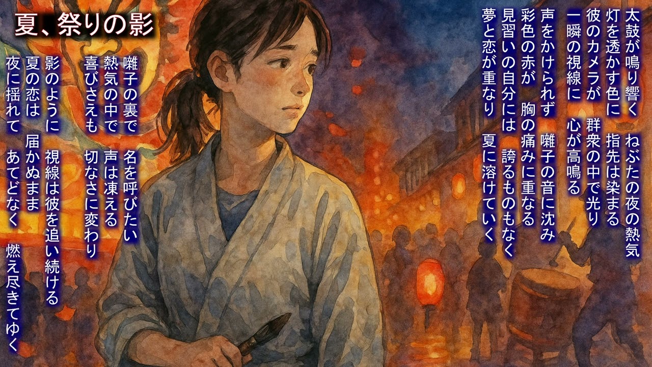 青森、ねぶた工房で片思いを灯し季節に揺れる女性の相聞連歌四章、ねぶた師見習い