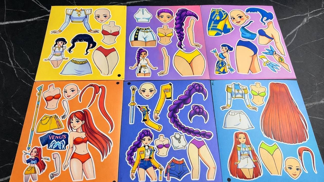 💖Paper DIY💖KPOP DEMON HUNTERS RUMI Mira Zoey  Sticker Book ASMR DRESS UP #kpop #kpopdemonhunters