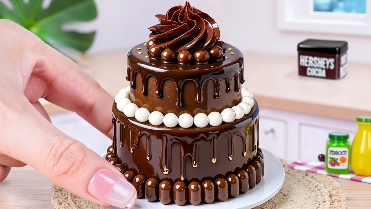 🍫 Chocolate Cream Cake with Chocolate Covered Donuts 🍰Relaxing ASMR Mini Cooking