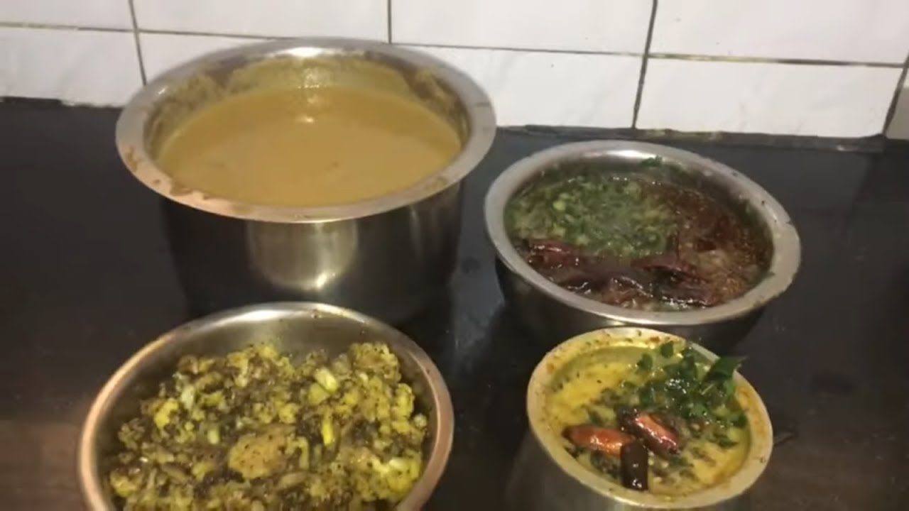 கத்திரிக்காய் மசாலா குழம்பு, கீரை மசியல், காலிஃபிளவர் கறி, கொட்டு ரசம் | Lunch menu recipe