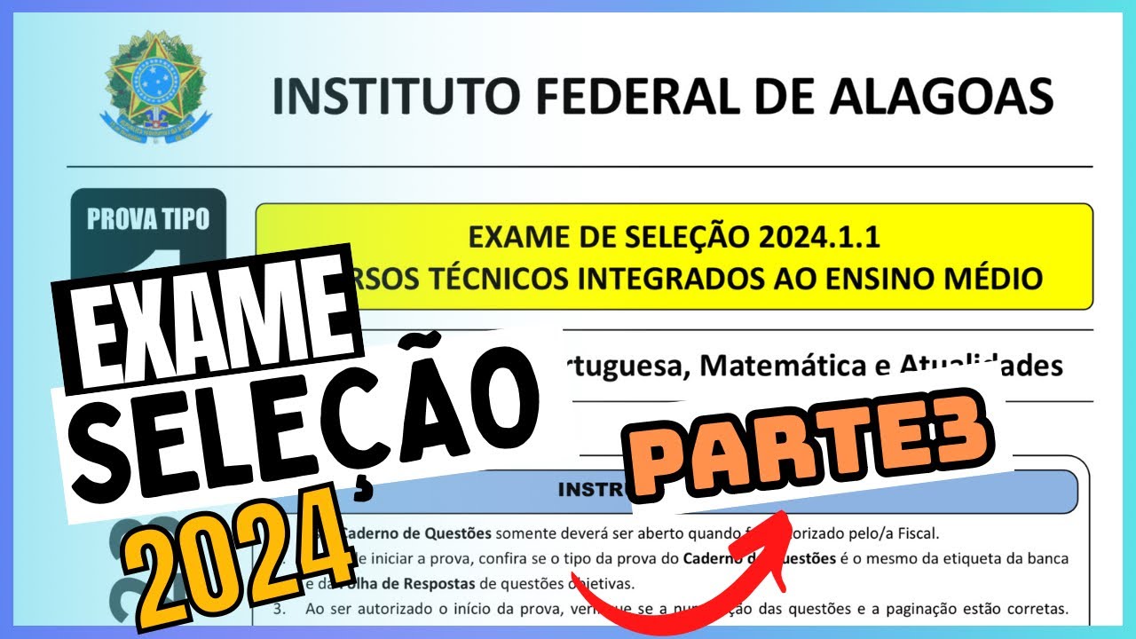 RESOLVENDO QUESTÕES DE MATEMÁTICA- Prova de Seleção IFAL 2024 (Instituto Federal de Alagoas) PARTE 3