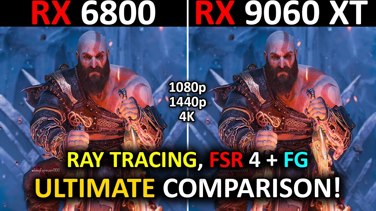 RX 9060 XT против RX 6800 | Удивительные результаты! | 1080p, 1440p, 4K | RT + FSR 4 + FG