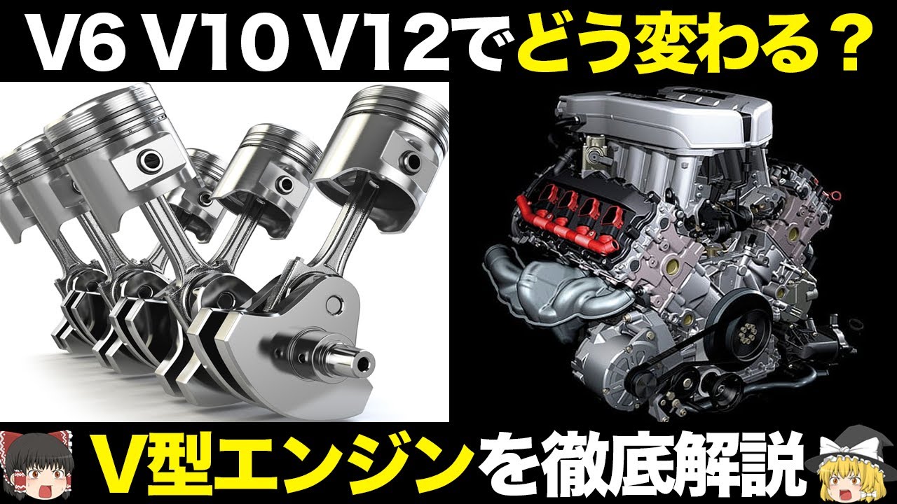 V6,V10,V12の意外すぎる特性の違い V型エンジンの仕組み・歴史・秘密【ゆっくり解説】【クルマの雑学】