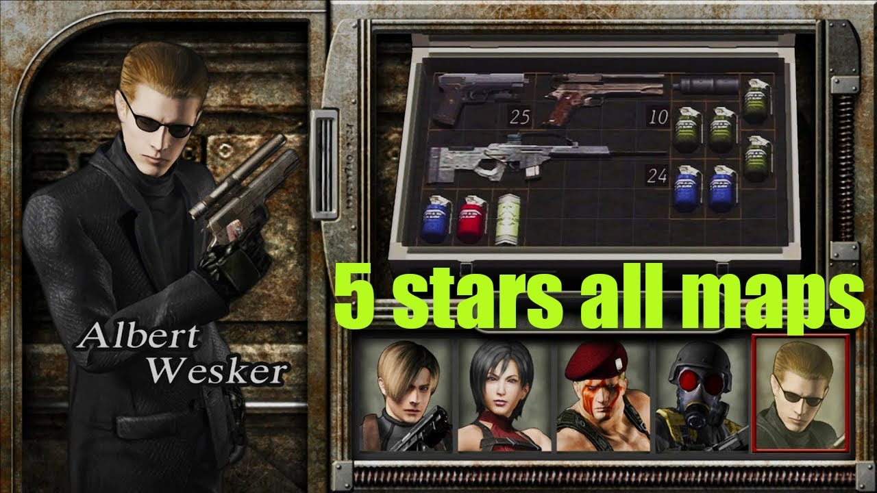 Resident Evil 4 The Mercenaries Albert Wesker 5 stars all maps