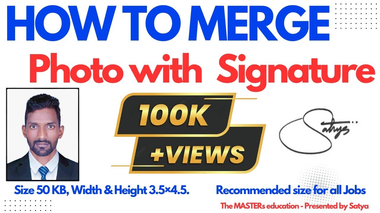 HOW TO MERGE PHOTO AND SIGNATURE Required Width height jpg format Reduce KB Thru Mobile Phone Telugu