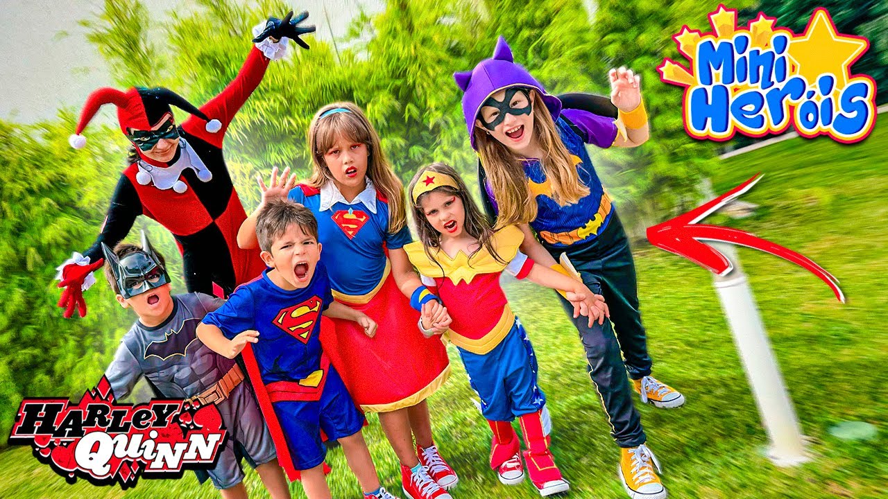 A IRMÃ MALVADA DA ARLEQUINA ATACOU TODOS OS FILHOS DOS SUPER HERÓIS !!! MINI HERÓIS EM PERIGO!