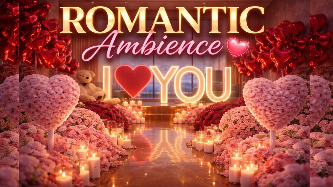 Romantic Love Ambience 💗 I ❤️ YOU Neon Sign | Roses + Candles (1 Hour)
