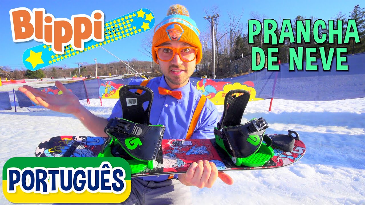 Blippi Aprende a Surfar na Neve | Vídeos Educativos para Crianças | As Aventuras de Blippi