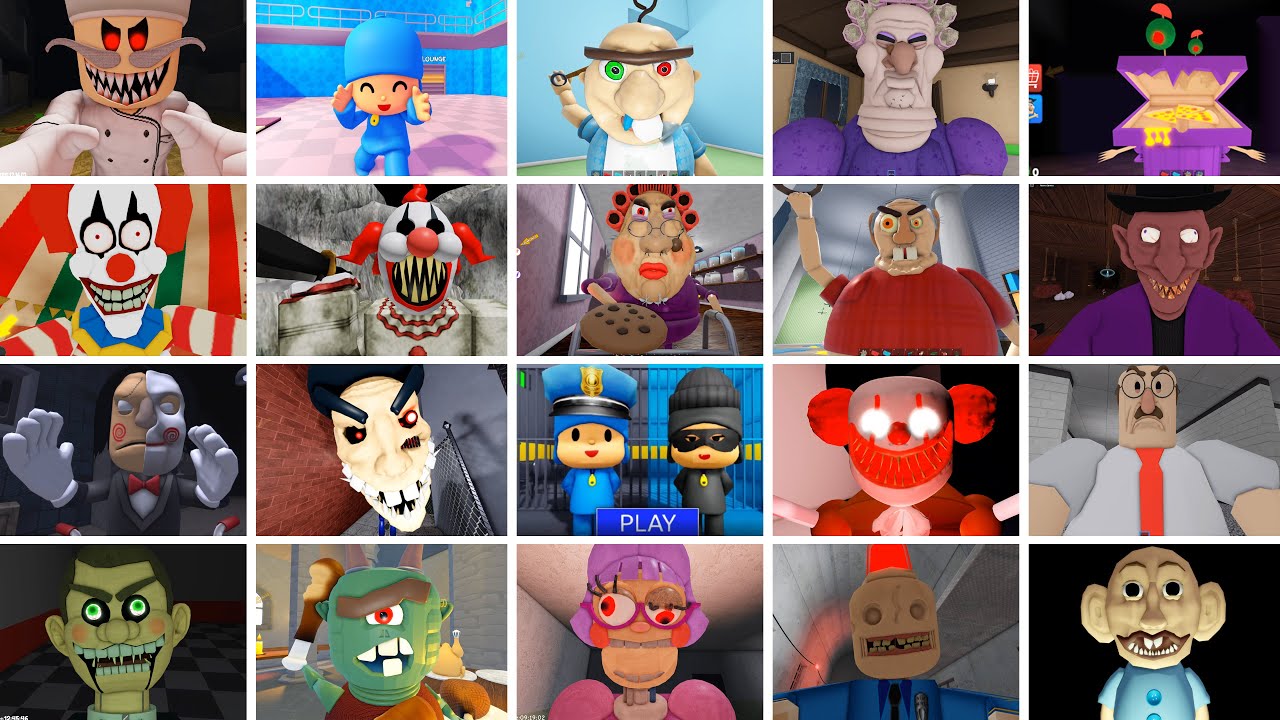 Papa Pizza's, POCOYO PRISON, Baby Bobby, Obby, Team Dentist, Tim Farm, ROBLOX JUMPSCARES