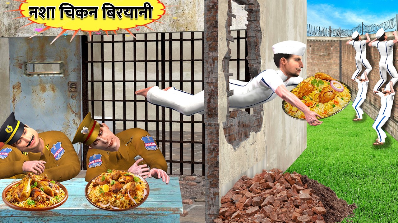 Jail Escape Nasha Chicken Biryani Eating Street Food Comedy Hindi Kahaniya Moral Stories