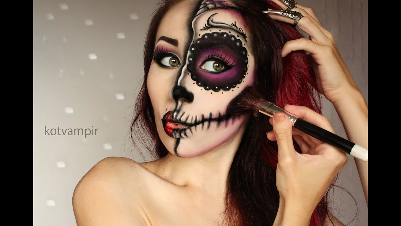 Sugar skull Сахарный череп make up tutorial by kotvampir