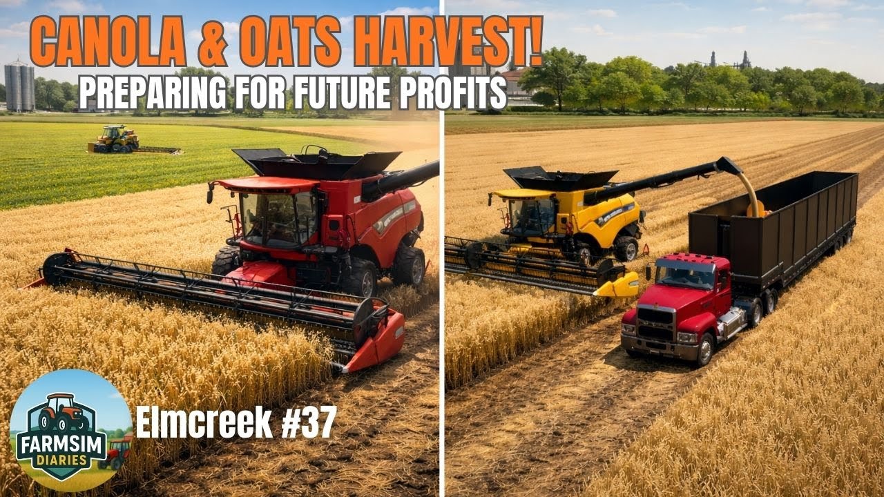 Harvesting Canola & Oats + Smart Storage | FS22 : Elmcreek Start From Scratch Part - 37