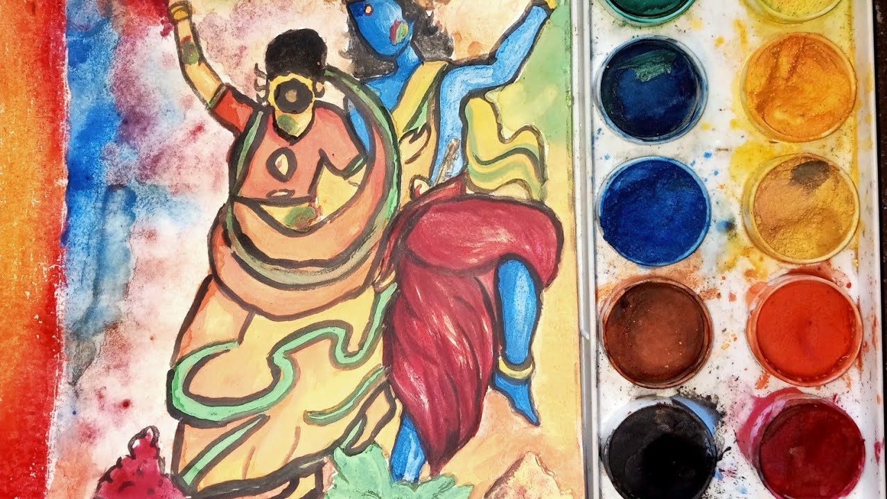 Radha Krishna Holi painting 🥰💖|| water colour painting radhe Krishna #watercolourpainting #yt 