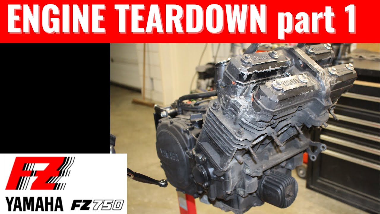 YAMAHA FZ 750 motorcycle engine disassembly part 1, Removing the head