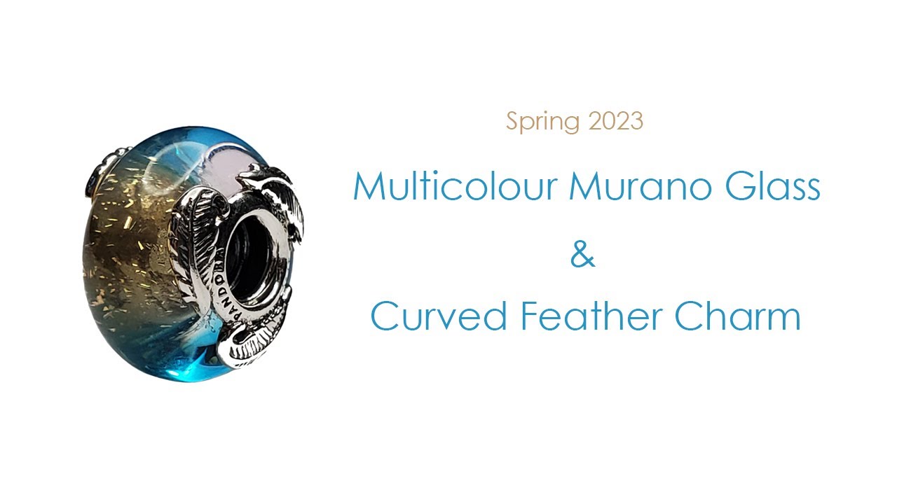 Pandora Spring 2023 Multicolour Murano Glass & Curved Feather Charm x4