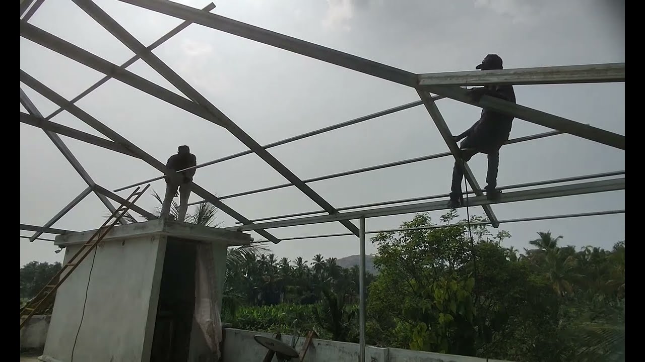 How to make kerala model four side slop shed framework process 1300 squre feet