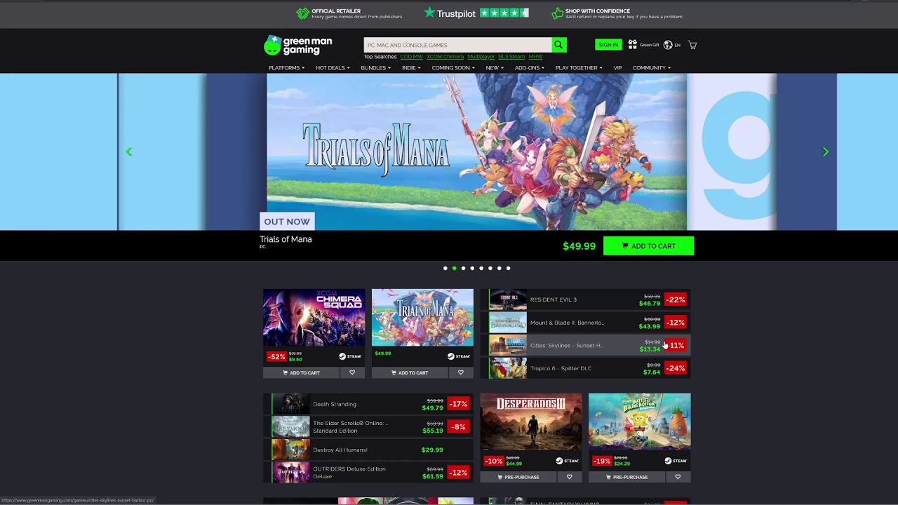 Используйте GreenManGaming, чтобы сэкономить деньги и купить более дешевые игры на ПК