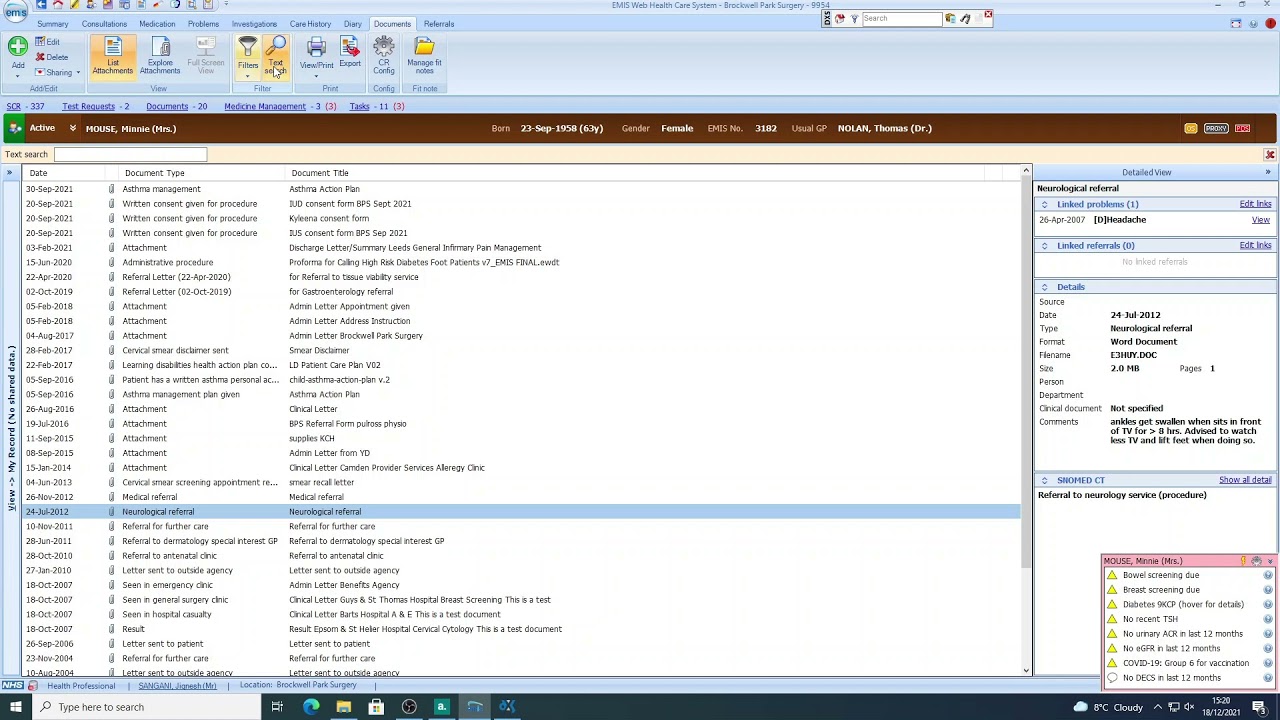 Emis Web Time Saving Document Search