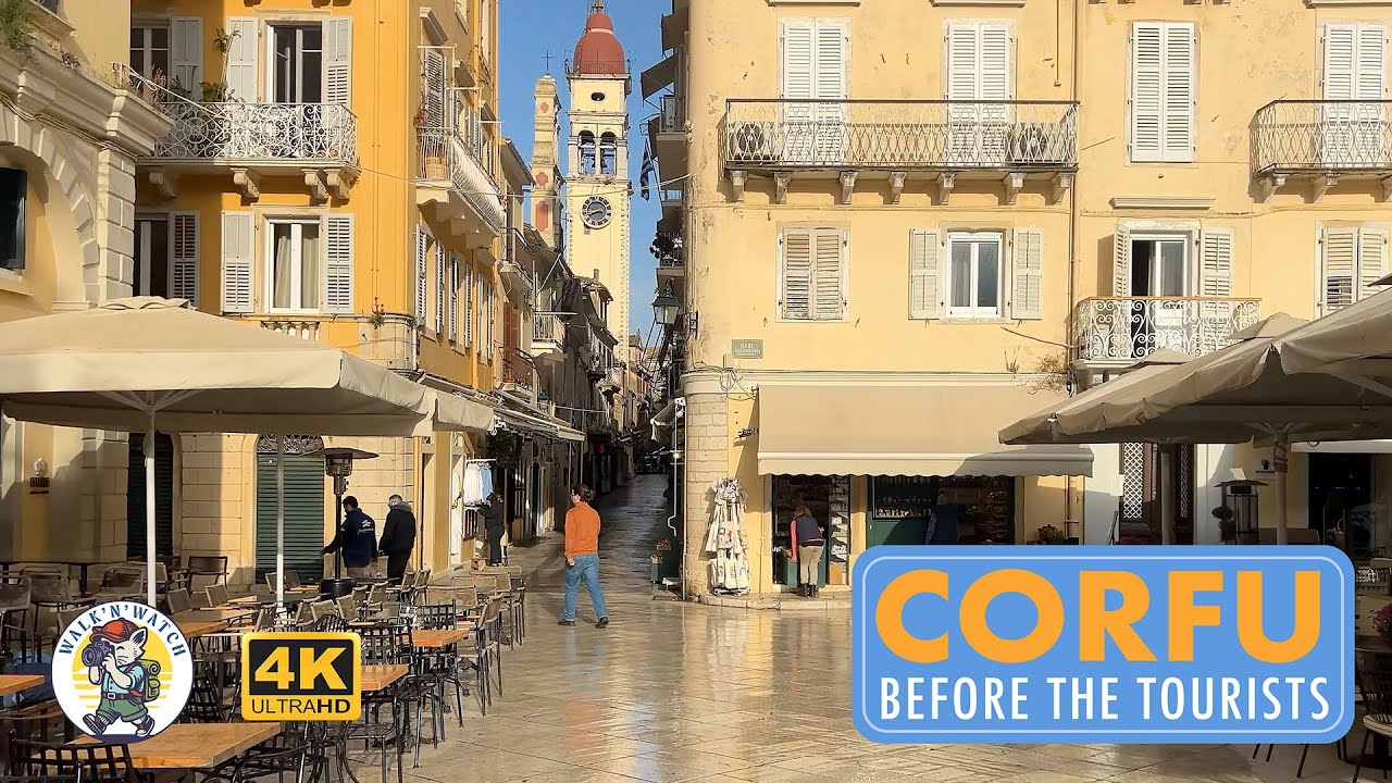 Morning Walk in Corfu Old Town | Peaceful Spring 4K Tour with Natural Sounds | #corfu #kerkyra